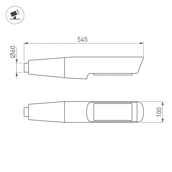 Фото #2 товара Светильник OXOR-NOXT(with bracket)-545x100-25W Day4000 (BK, 120 deg, 230V) IP65 (Arlight, -)