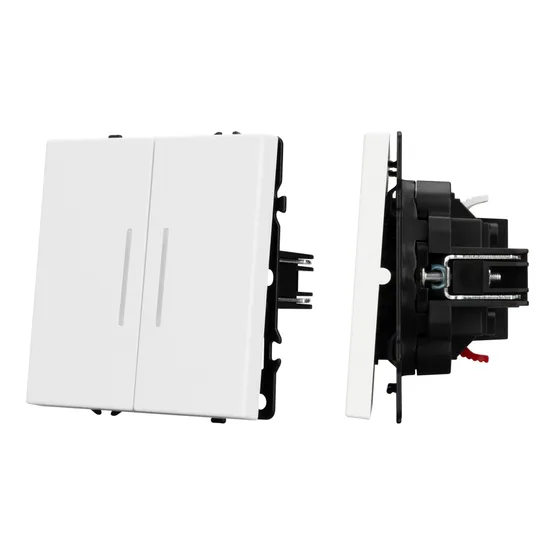 Фото #1 товара Механизм выключателя двухклавишный проходной LED SWT-NOBE-MKP2-SFPL-L-WH (230V, 10A) (Arlight, Белый кварц)