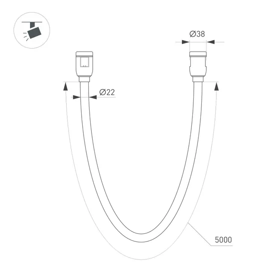 Фото #5 товара Светильник ART-APRIORI-TUBE-ELASTIC-R38-L5000-60W Day4000 (GD, 360 deg, 48V) (Arlight, IP20 Металл,  (Arlight, IP20 Металл, 3 года)