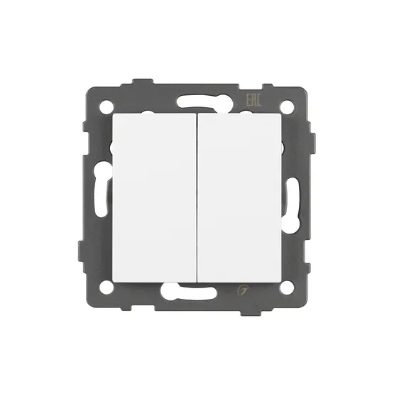 Фото #2 товара Механизм выключателя двухклавишный непроходной SWT-MK02-PL-WH-V (250V, 10A) (Arlight, -)