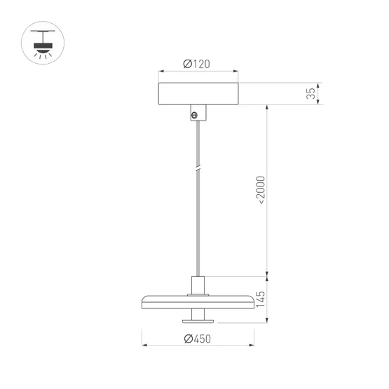 Фото #8 товара Светильник SP-KOTARO-R450-12W Warm2700 (BK-GR, 36 deg, 230V, TRIAC) (Arlight, IP20)