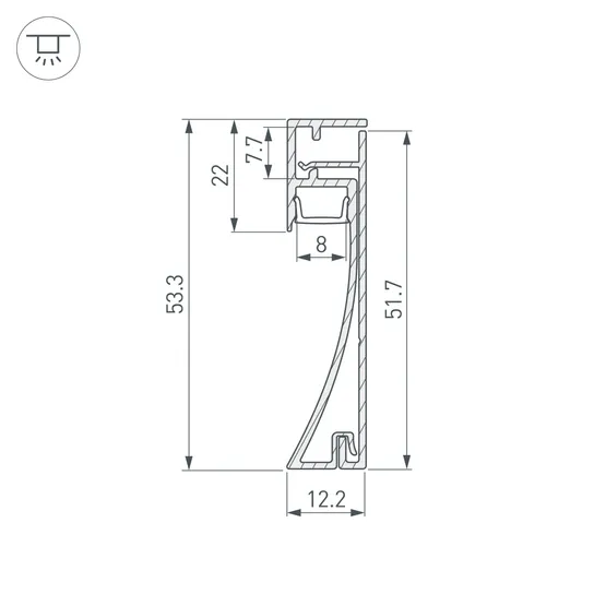 Фото #3 товара Профиль PLINTUS-H54-2000 ANOD (Arlight, Алюминий)