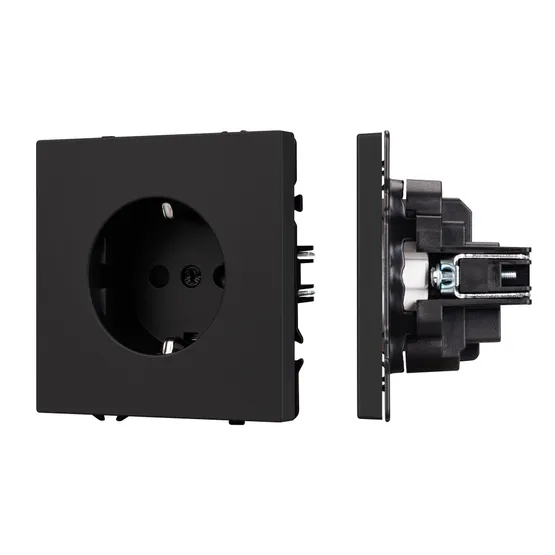 Фото #1 товара Механизм электрической розетки SCT-NOBE-MEU1-SFPL-BK (230V, 16A) (Arlight, Черный оникс)