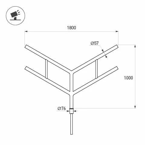 Фото #2 товара Кронштейн OXOR-SY4-1800x76-L1000 BLACK (Arlight, Сталь)