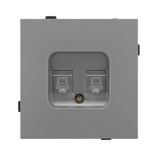Фото #2 товара Механизм компьютерной розетки двойной SCT-TENDO-MPC2-PL-GR (RJ-45, CAT6) (Arlight, Графитовый)