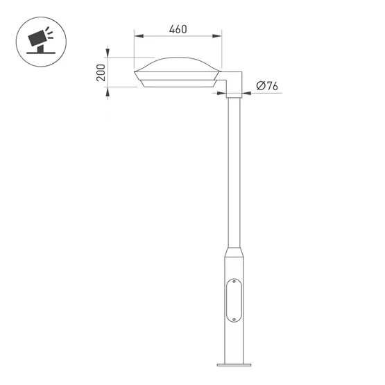 Фото #2 товара Светильник OXOR-ORNE-G1-460x200-50W Day4000 (BK, 120 deg, 230V) IP65 (Arlight, -)