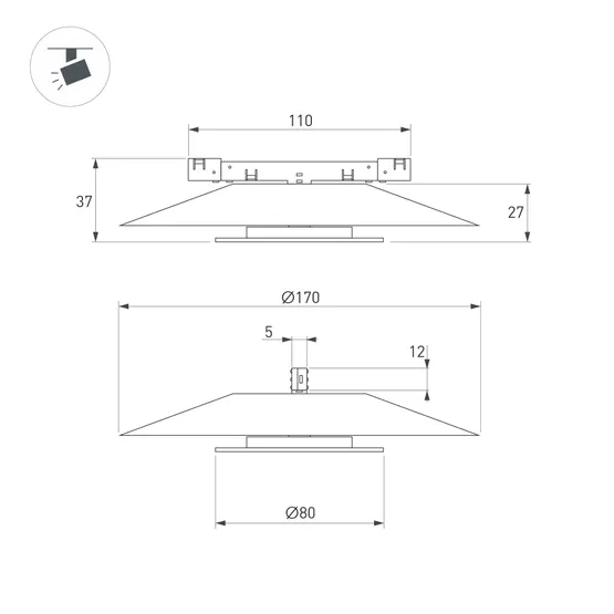 Фото #4 товара Светильник MAG-MICROCOSM-VINYL-R170-7W Warm3000 (WH, 150 deg, 24V) (Arlight, IP20 Металл, 5 лет)