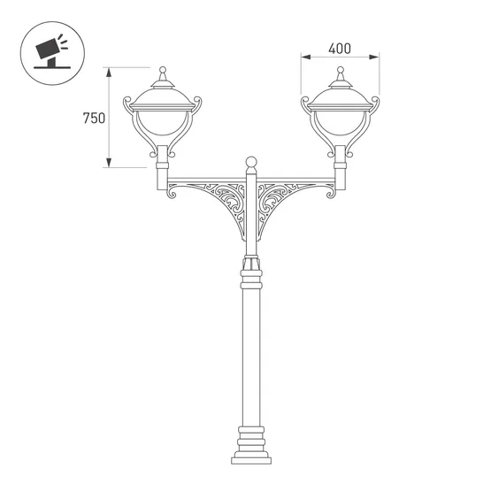 Фото #2 товара Светильник OXOR-AMPIL-C-400x750-50W Day4000 (BK, 120 deg, 230V) IP65 (Arlight, -)